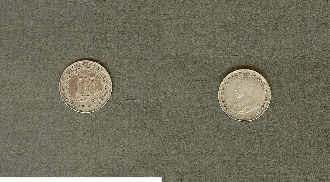 Ceylon 10 cents 1913 EF+